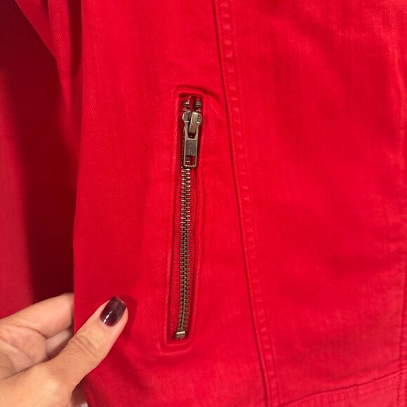 Liverpool Red Denim Moto Jacket Size S NWOT - Picture 2 of 7